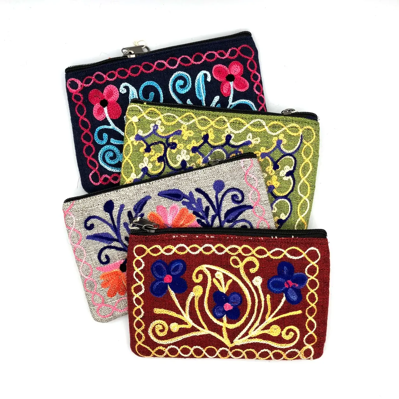 Embroidered Floral Zip Pouch