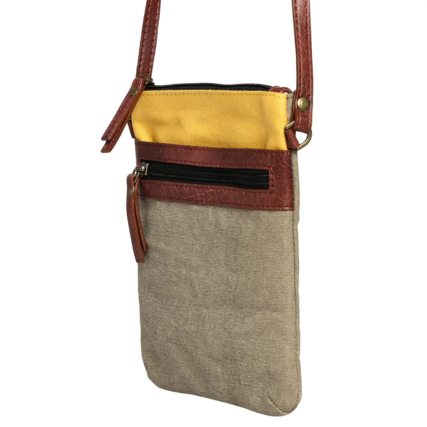 Ava Up-Cycled Canvas Crossbody Mustard