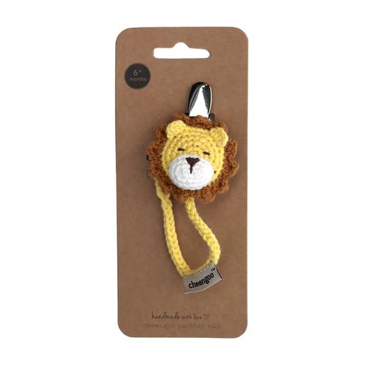 Knit Pacifier Clip - Lion
