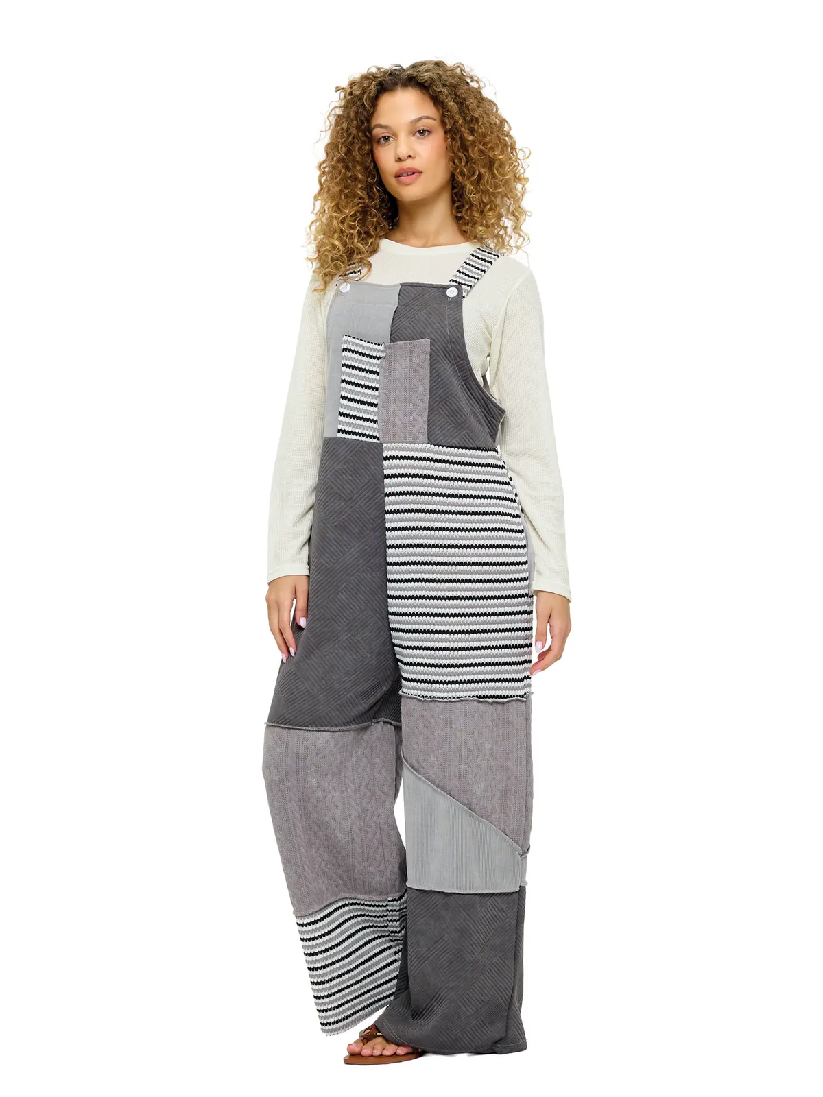 Boho Patchwork Striped Overalls
