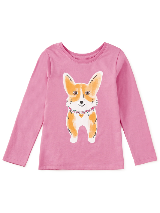 Girls Double Sided Corgi Long Sleeve Tee