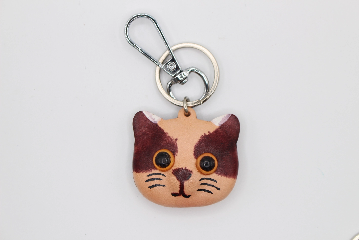 Leather Keychain Kitty Cat Head