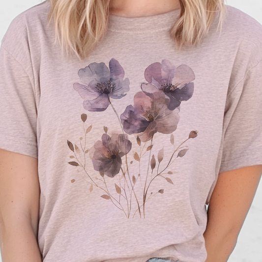 Purple Floral Watercolor T-Shirt