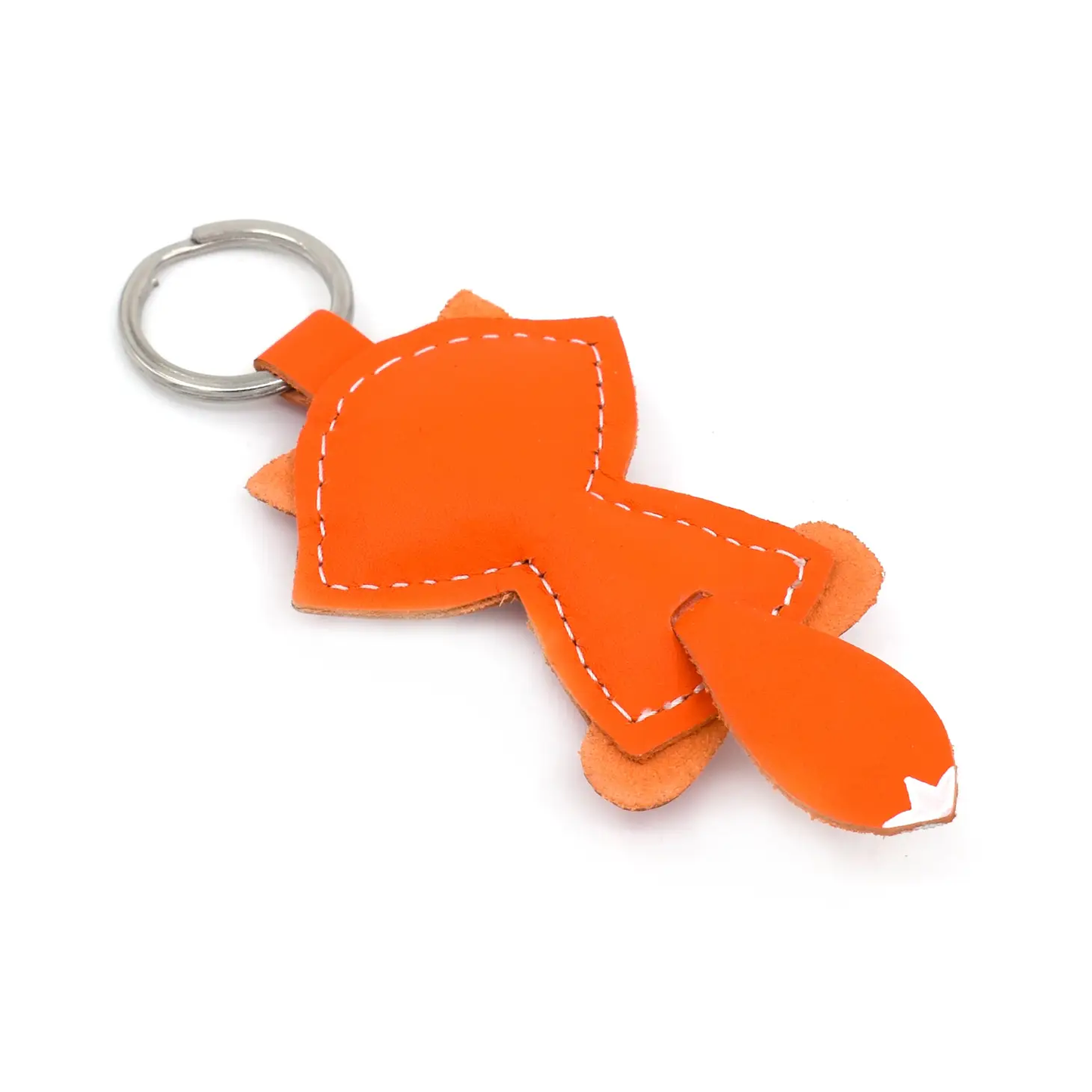 Orange Fox Leather Keychain