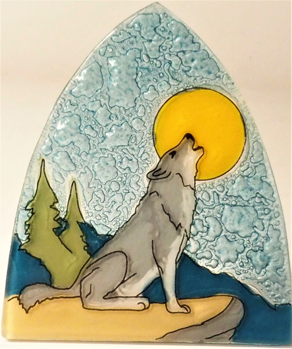 Wolf Howling Glass Nightlight