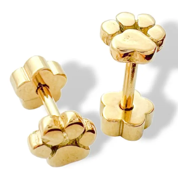 Paw Prints Tiny Screw Back Earrings