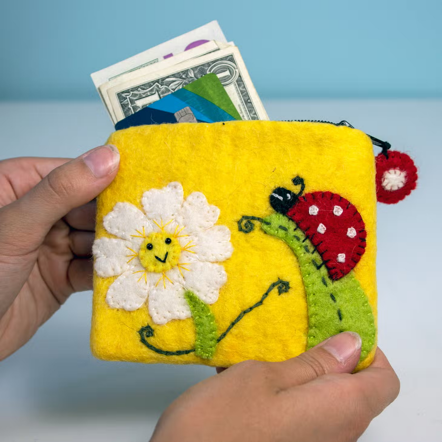 Felted Coin Purse - Daisy Ladybug