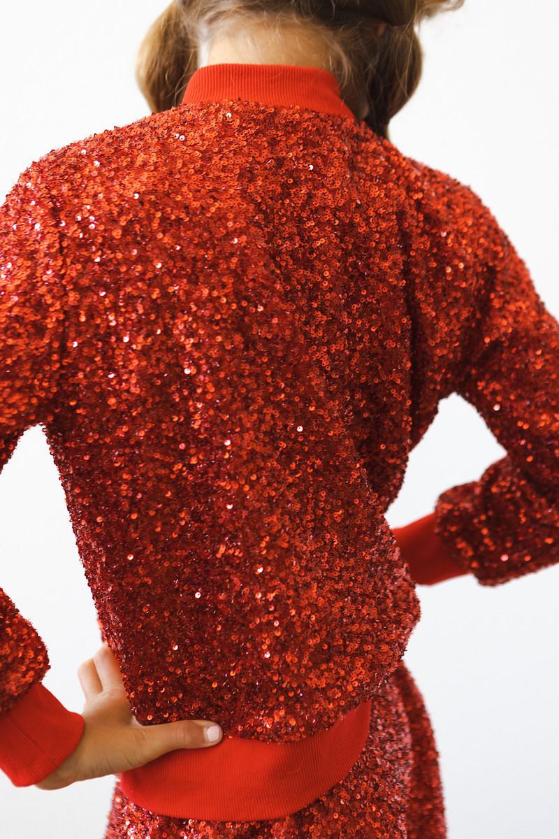 Girls Red Sequin Jacket