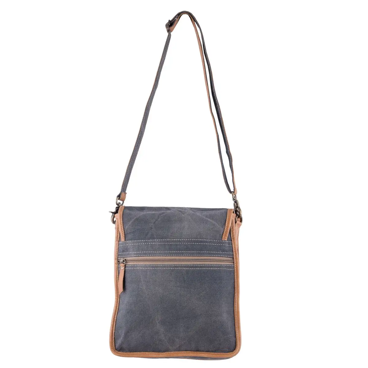 Solid Grey Canvas Crossbody Bag