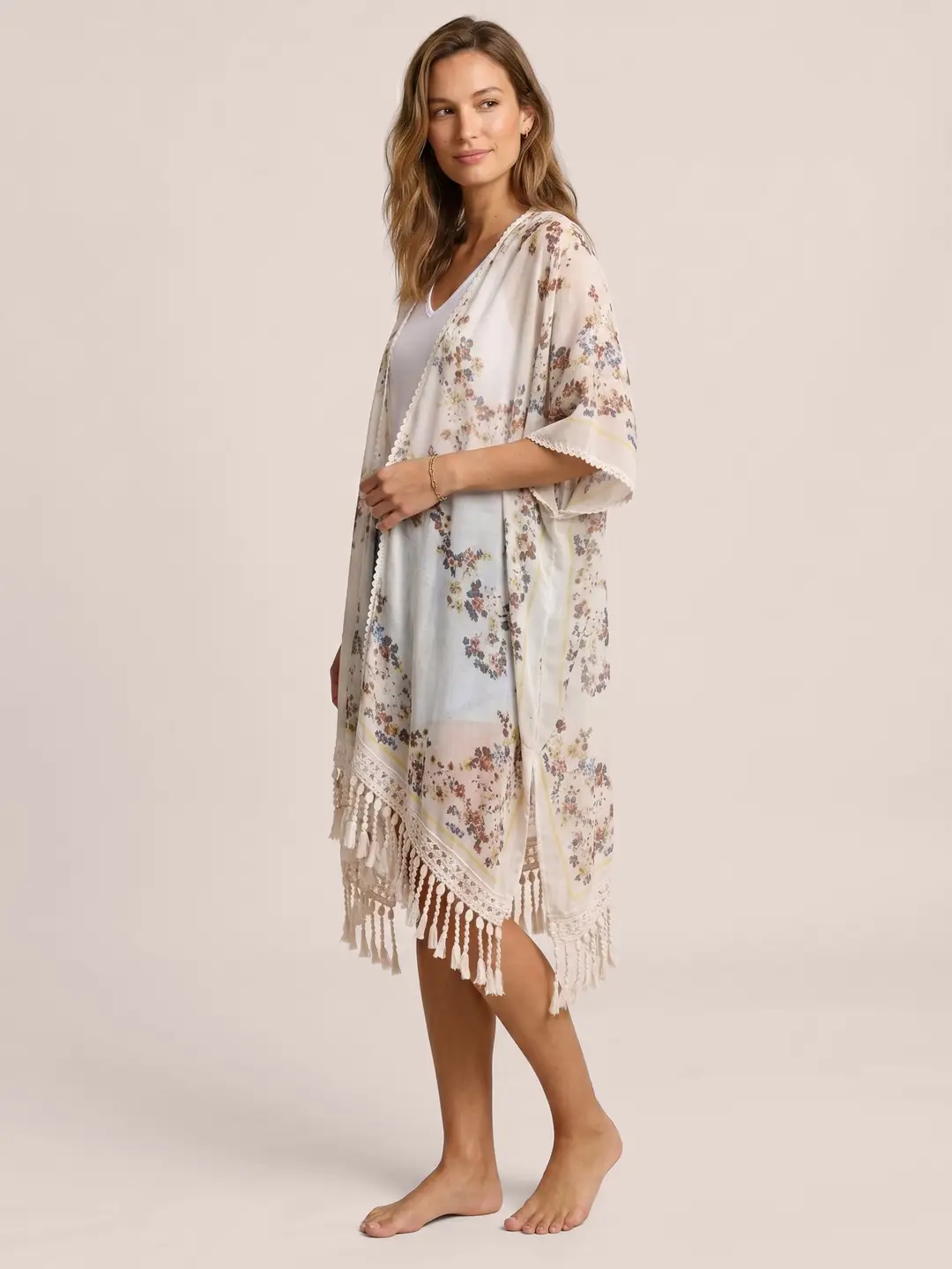 Boho Bloom Fringe Kimono