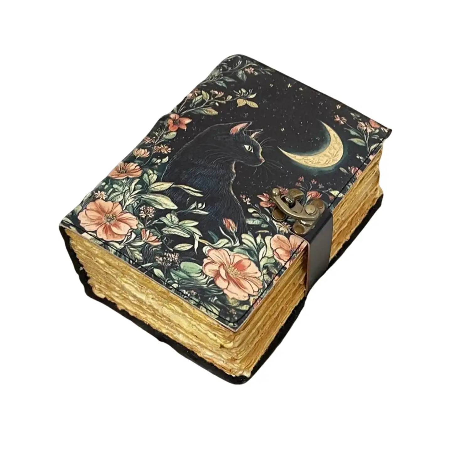Black Cat + Moon Vintage Leather Journal