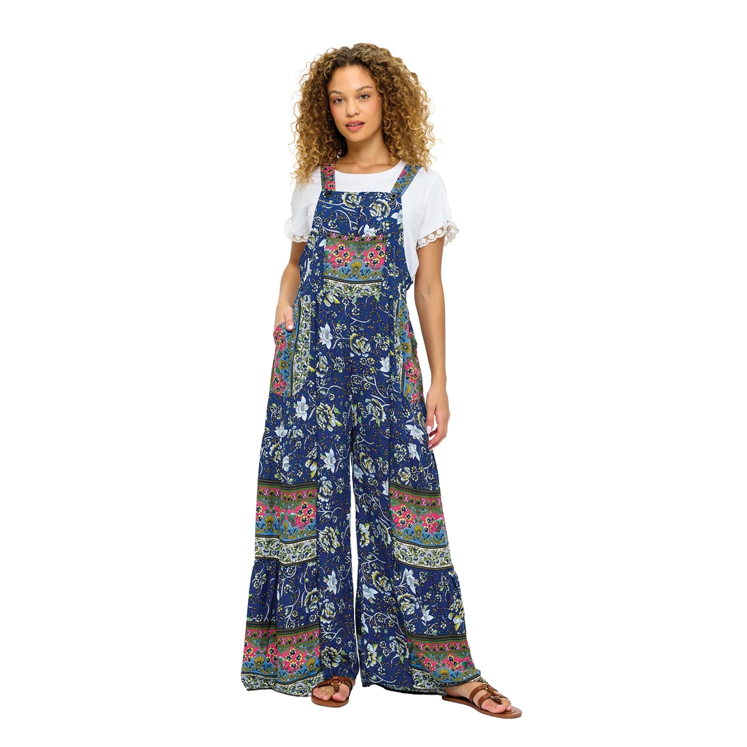 Wide Leg Floral Overalls