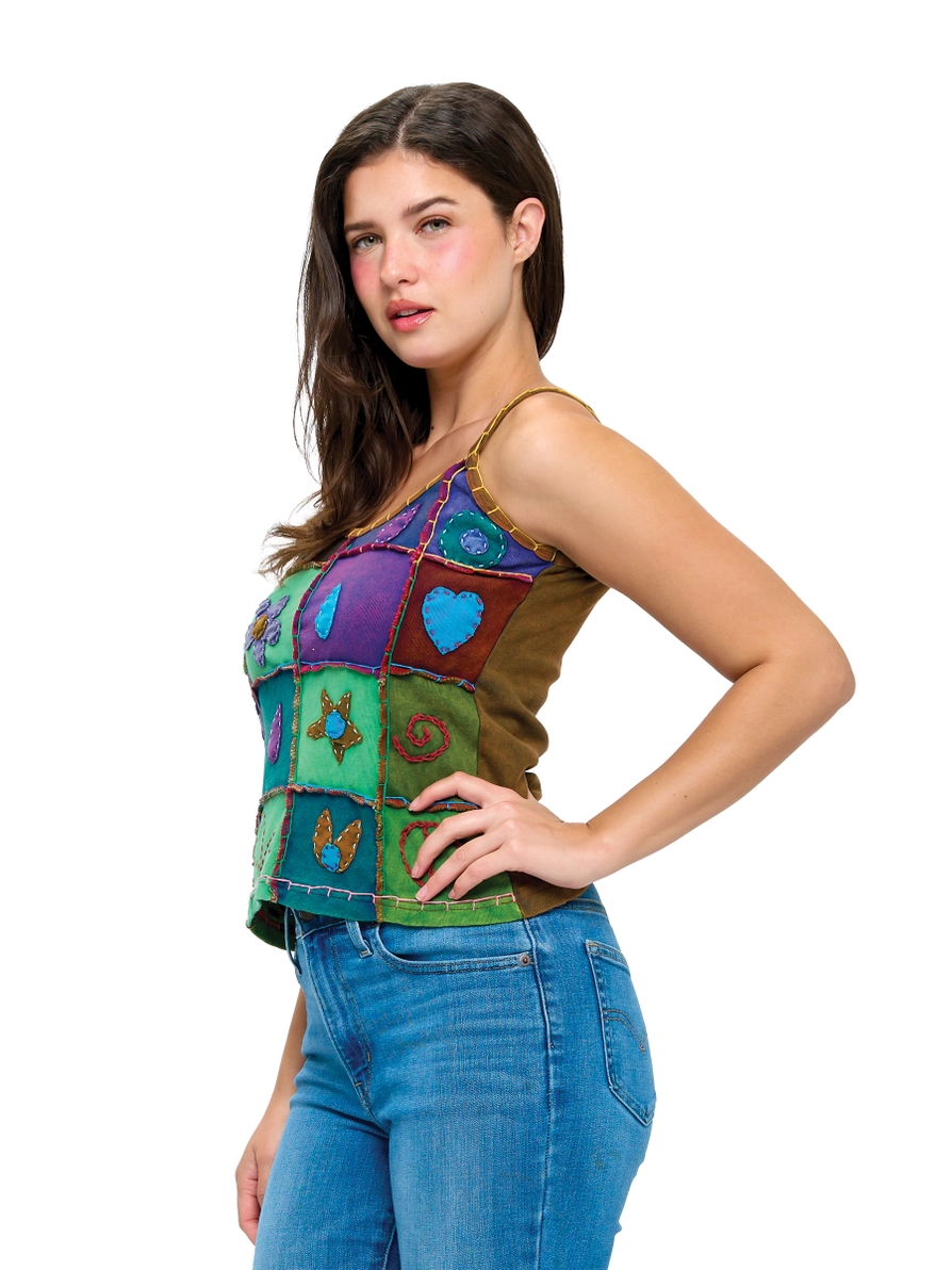 Patchwork Hand-Stitched Tank Top
