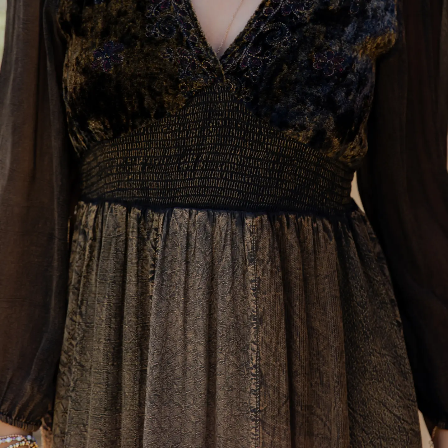 Boho Smocked Patchwork Dress