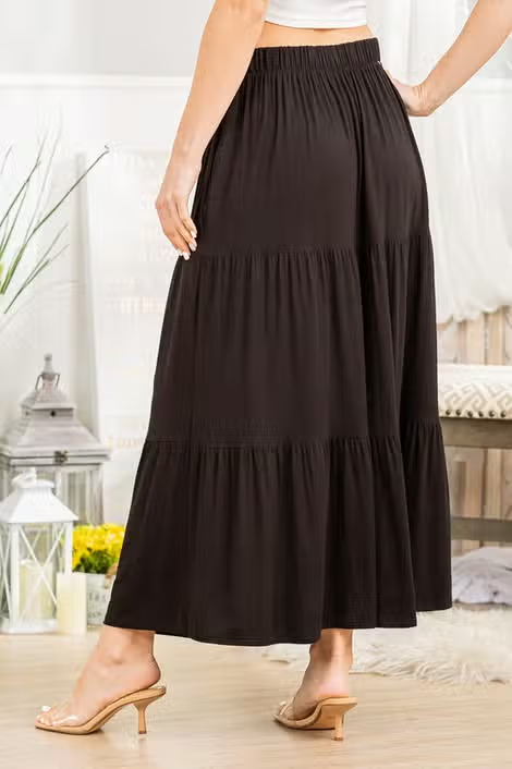 Solid Maxi Skirt w/ Buttons
