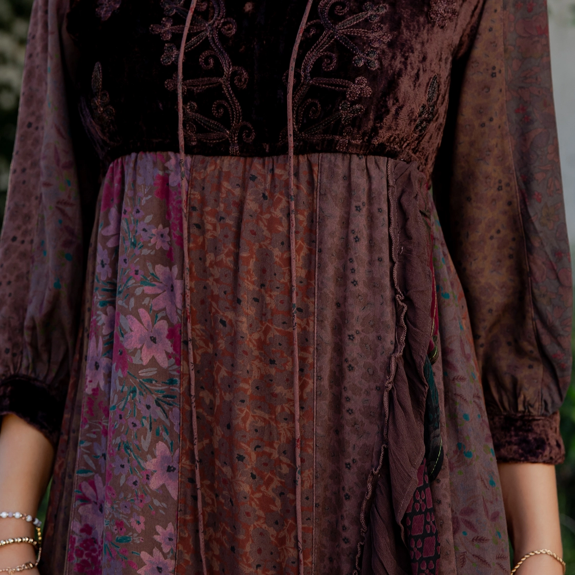 Boho Fusion Ruffle Wrap Dress