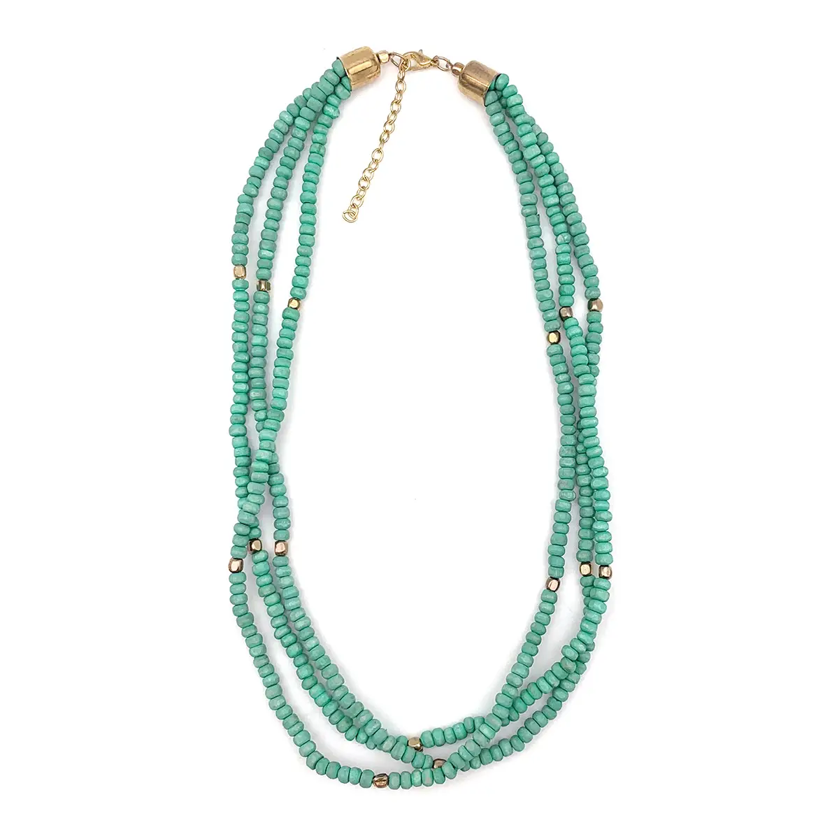 Beaded Chromatic 3 Strand Short Necklace