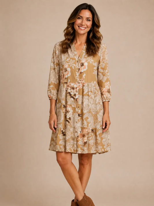 Linique Floral Button Down Dress
