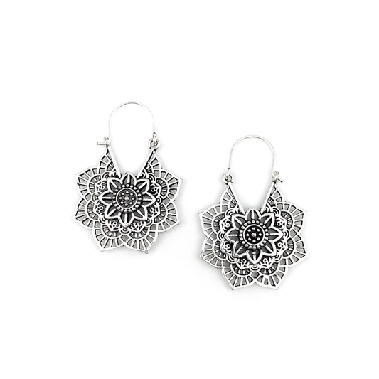 Tanvi Silver Filigree Flower Earrings