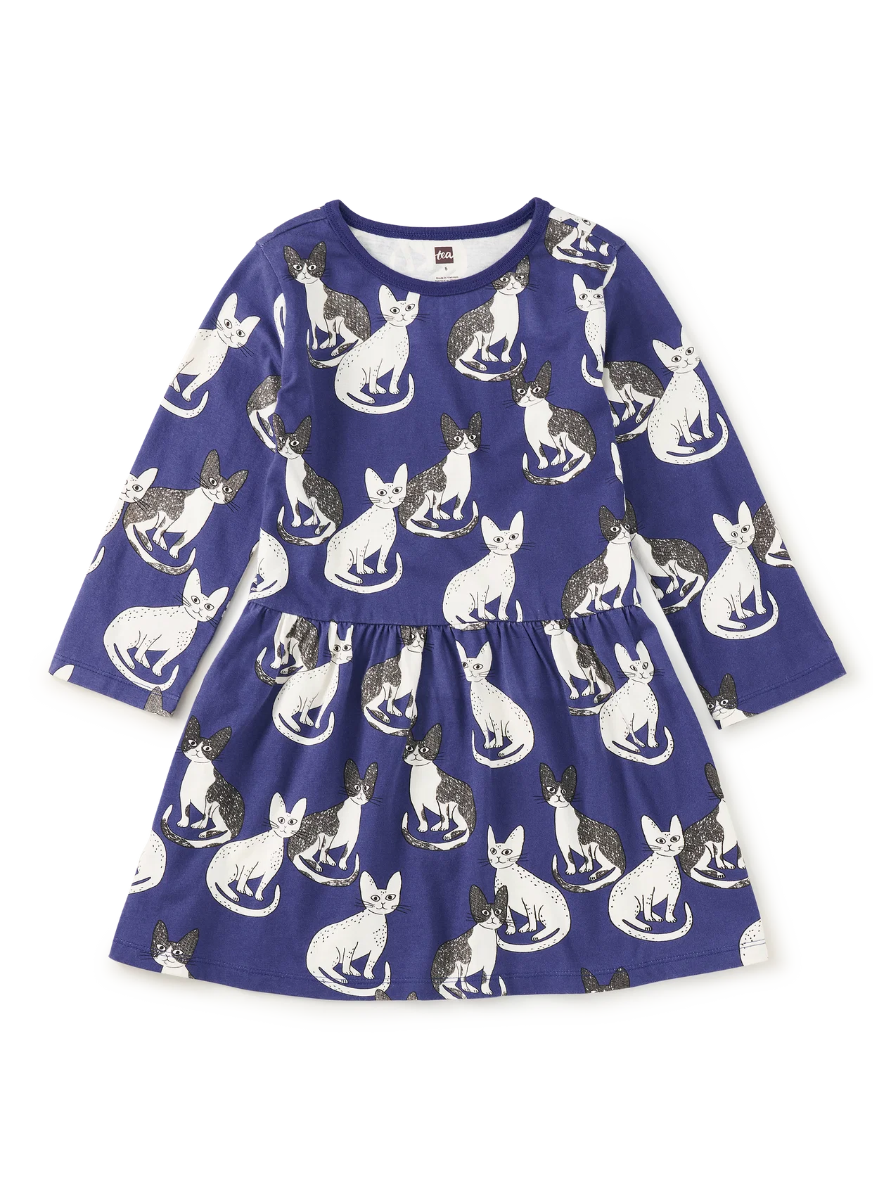 Girls Cornish Rex Cat Skirted Dress