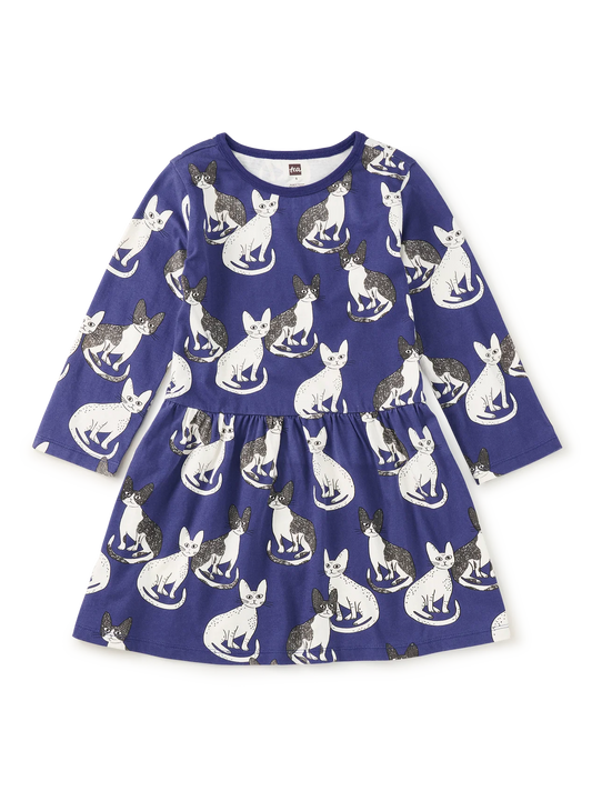 Girls Cornish Rex Cat Skirted Dress
