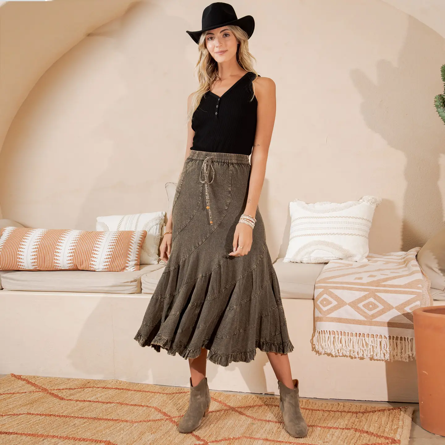 Boho Flair Asymmetrical Panel Skirt