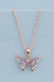 Girls Butterfly Gem Necklace