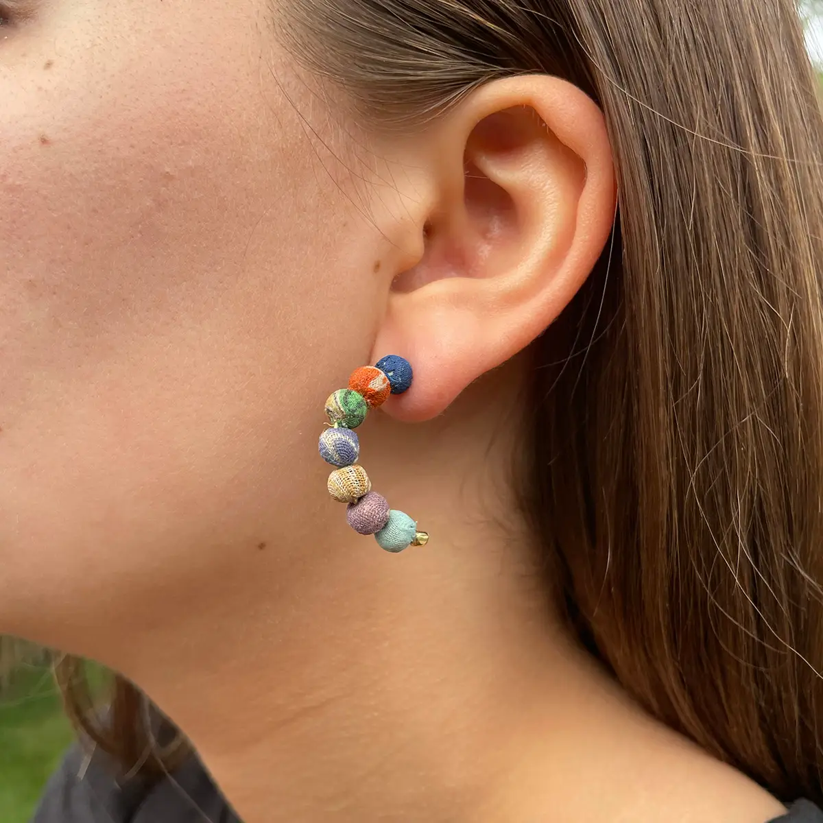 Kantha Petite Arc Earrings