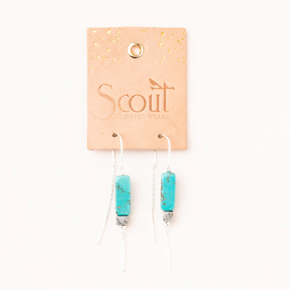 Stone Threader Earrings Turquoise