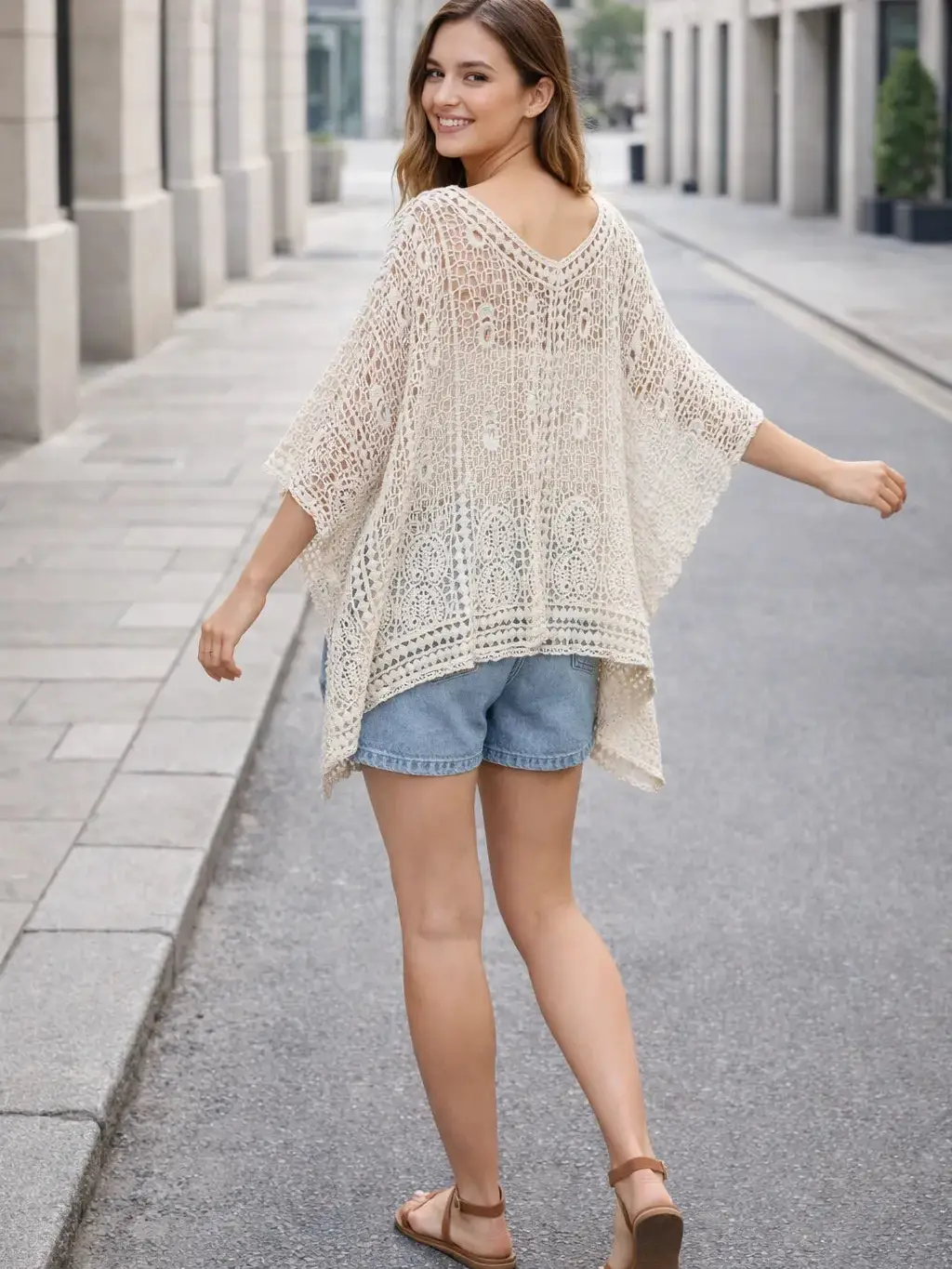 Italian Crochet Lace Oversized Poncho Top