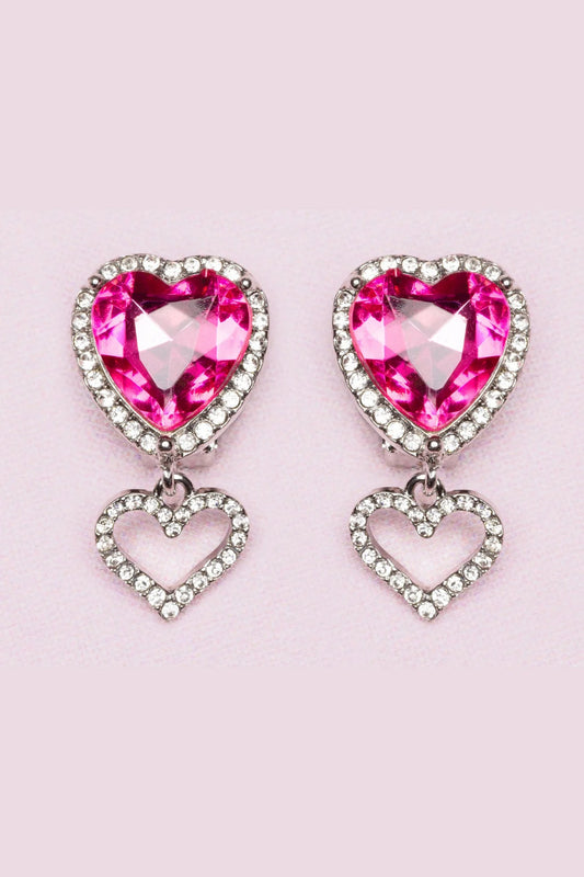 Girls Heart Jewel Clip On Earring Set