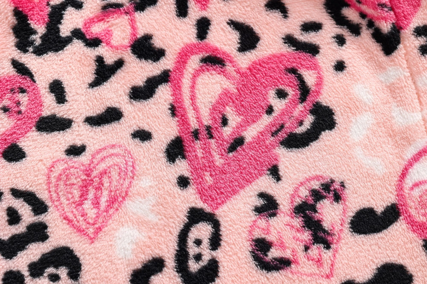 Kids Pink Leopard Heart Fleece Robe