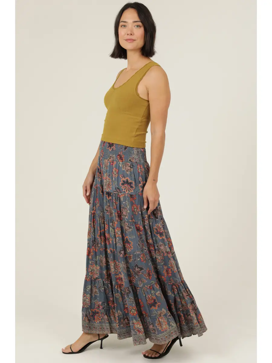 A Line Floral Print Maxi Skirt