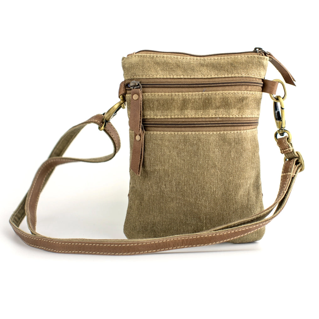 Leaves Upcycled Canvas Small Sling Bag