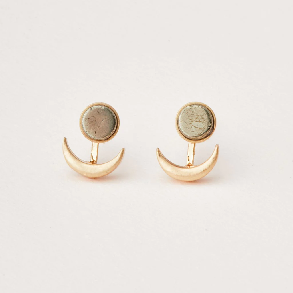 Moon Phase Ear Jacket Pyrite