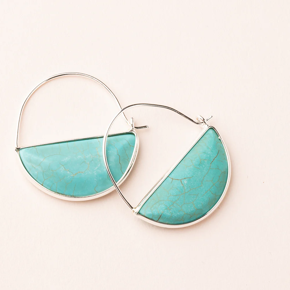 Stone Prism Hoops Turquoise Silver