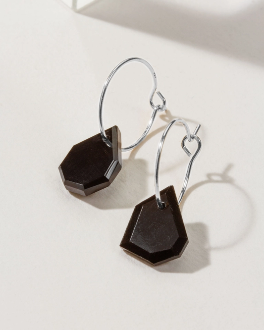 Geometry Mini Hoop Earrings Silver : Onyx