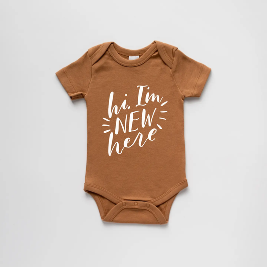 Hi I'm New Here Organic Onesie
