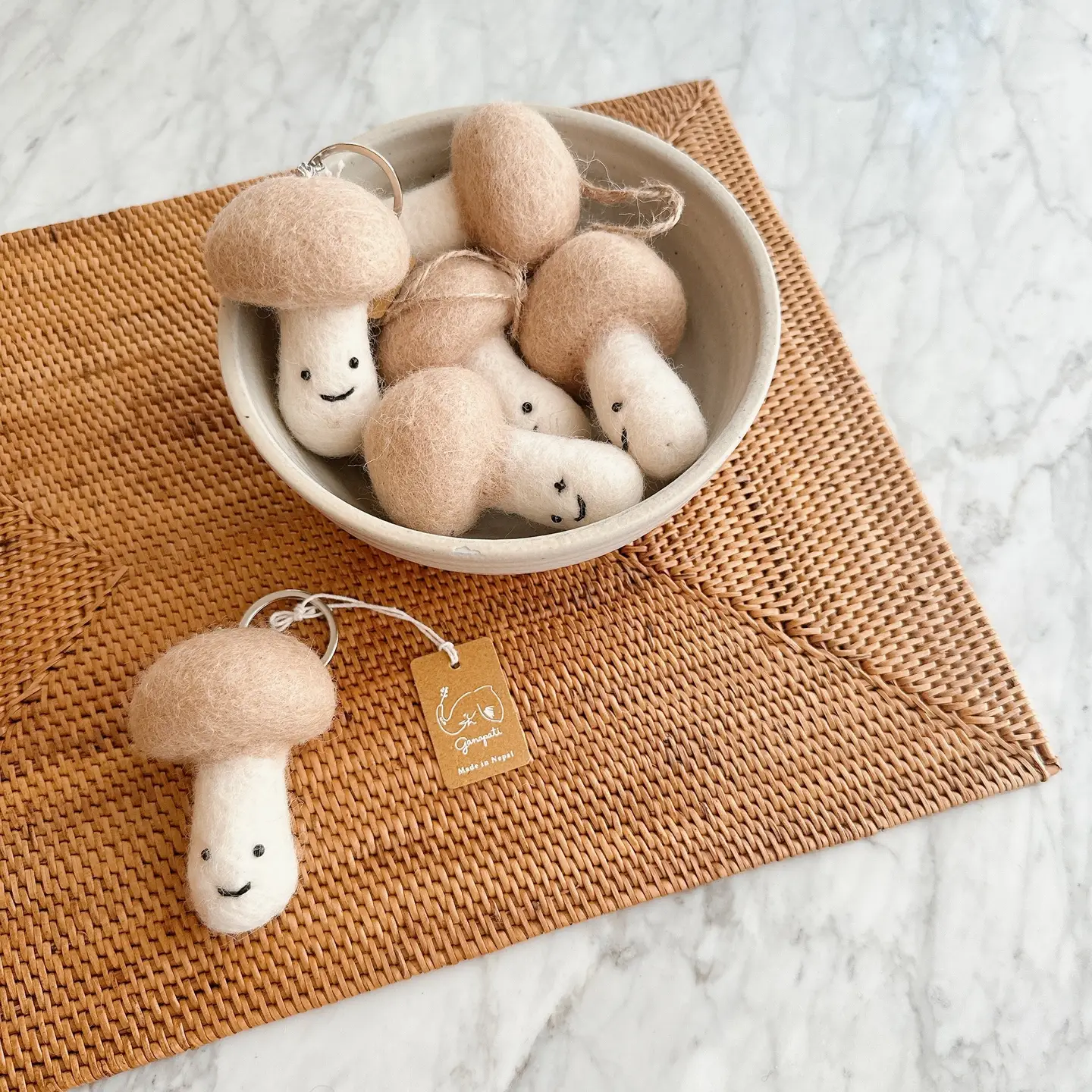 Felted Mushroom Keychain