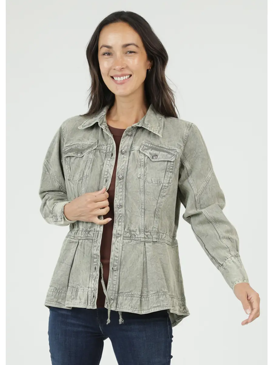 Denim Ruffle Peplum Jacket