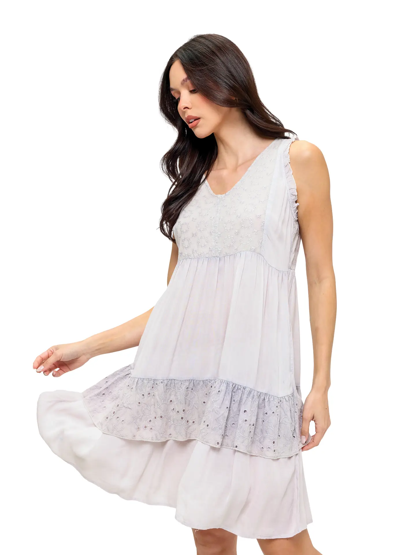 Broderie Ruffled Mini Dress