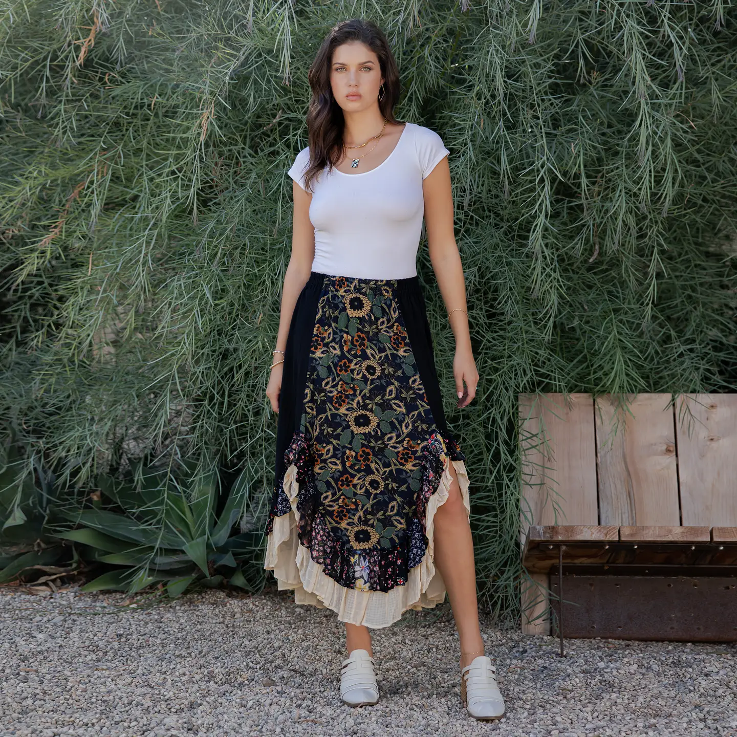 Whimsical Mid-Length Ruffle Skirt