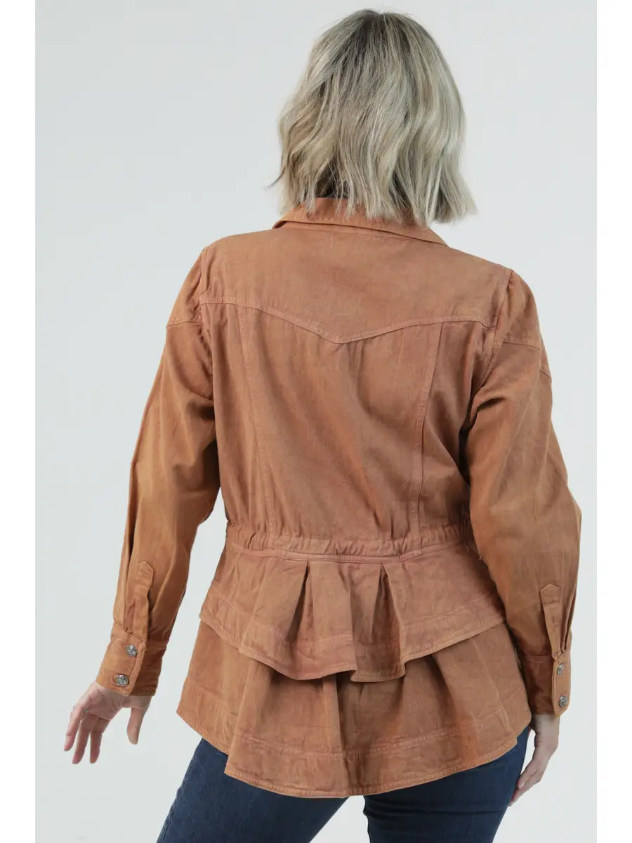 Denim Ruffle Peplum Jacket