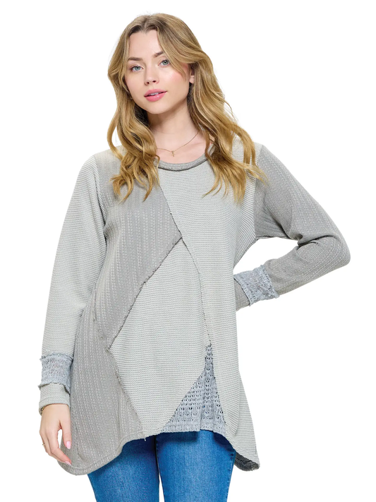 Patchwork Textured Ribbed Tunic