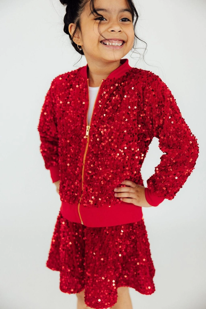 Girls Red Sequin Jacket