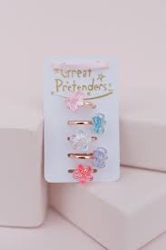 Girls Shimmer Flower Ring Set