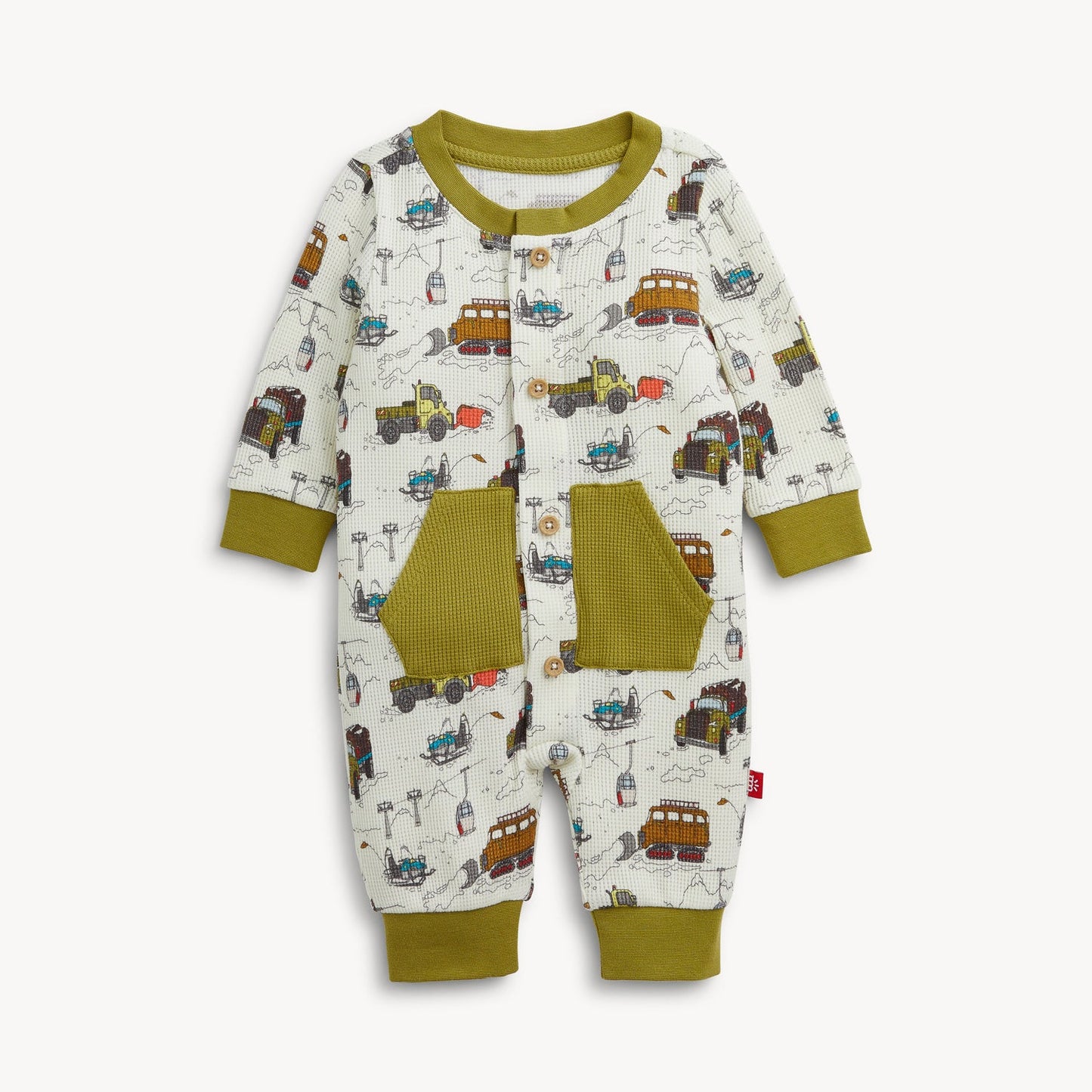 Baby Snow Trucks Waffle Romper