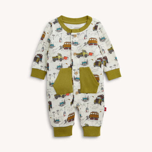 Baby Snow Trucks Waffle Romper