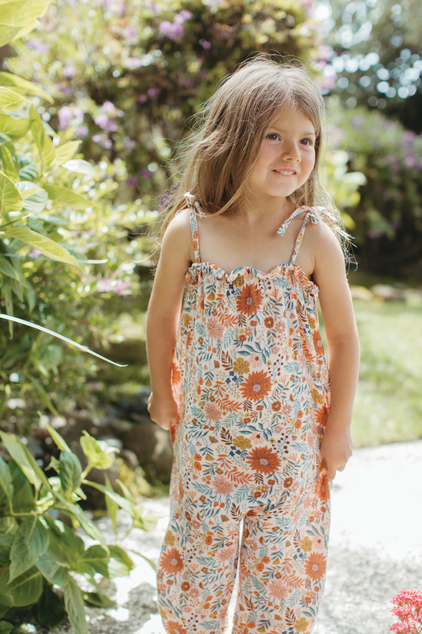 Girls Zinnia Muslin Tie Shoulder Romper