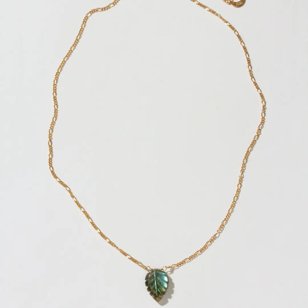 Secret Garden Gemstone Leaf Necklace